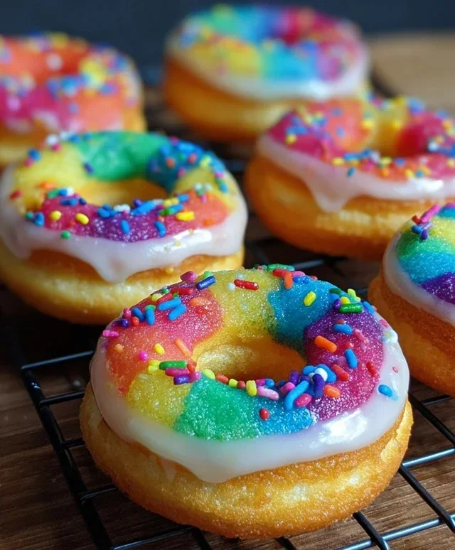 Mini Rainbow Vanilla Bean Donuts