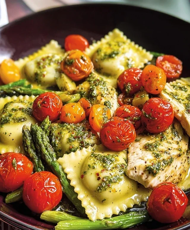 Chicken Ravioli with Pesto and Veggies