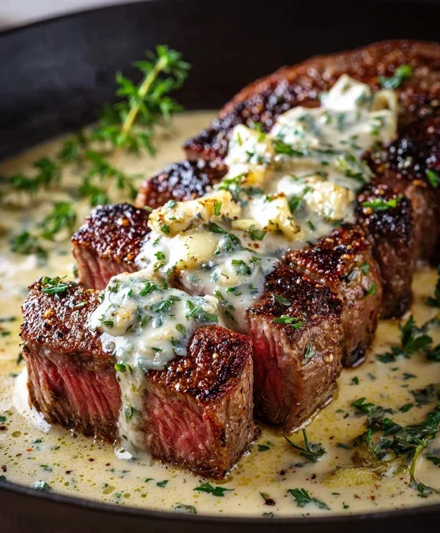 Garlic Butter Steak With Parmesan Cream Sauce