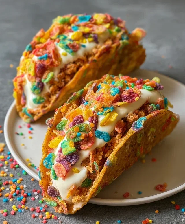 Fruity Pebbles Cheesecake Tacos