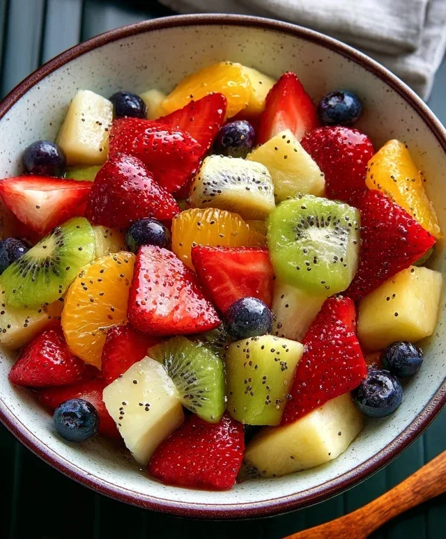 Fruit Salad with Honey-Lime Poppy Seed Dressing