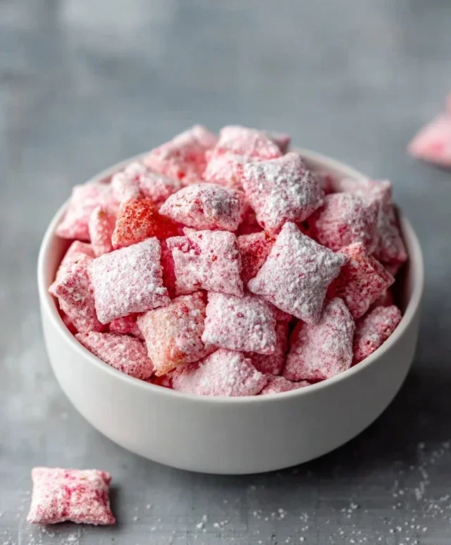 Easy Strawberry Shortcake Puppy Chow