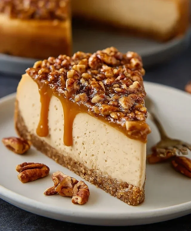 Vegan Caramel Pecan Cheesecake