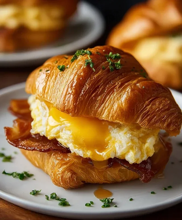 Killer Maple Mustard Croissant Breakfast Sandwiches
