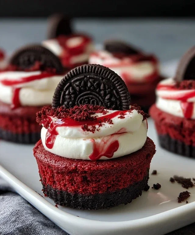 Mini Red Velvet Oreo Cheesecakes