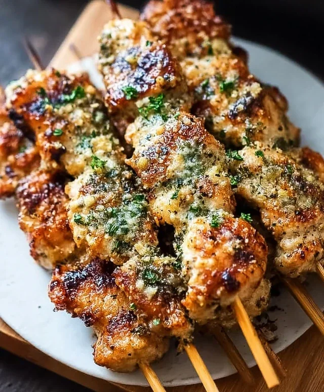 Ranch Garlic Parmesan Chicken Skewers
