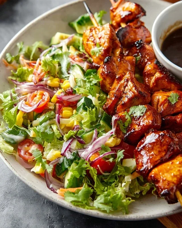 BBQ Chicken Skewer Salad