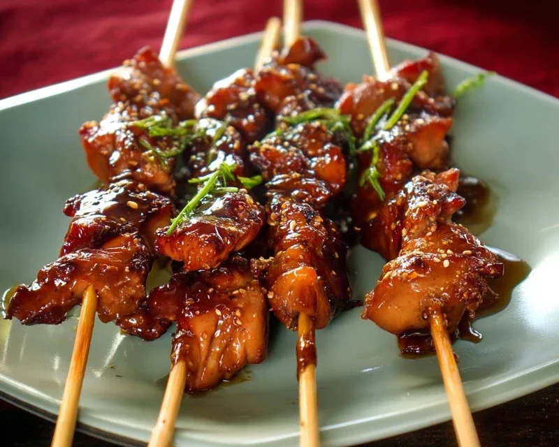 Sticky Bourbon Extract Extract Chicken Skewers