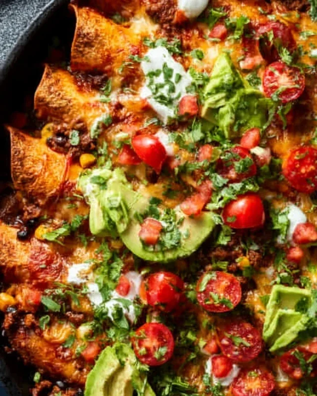 Beef Skillet Enchiladas