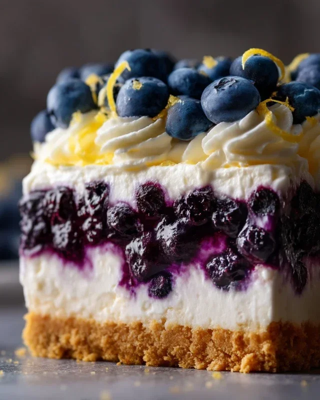 No-Bake Lemon dazzling Blueberry cream Cake