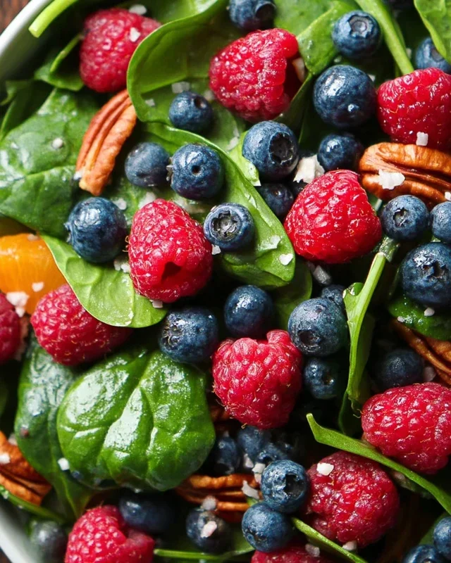 Berry Spinach Salad with Blueberries and Raspberries