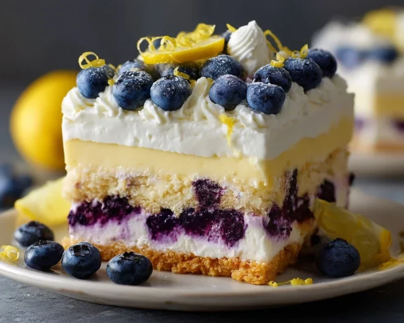 No-Bake Lemon dazzling Blueberry cream Cake