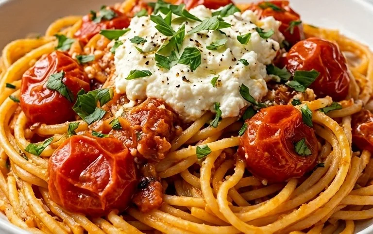Roasted Tomato and Garlic Ricotta Pasta
