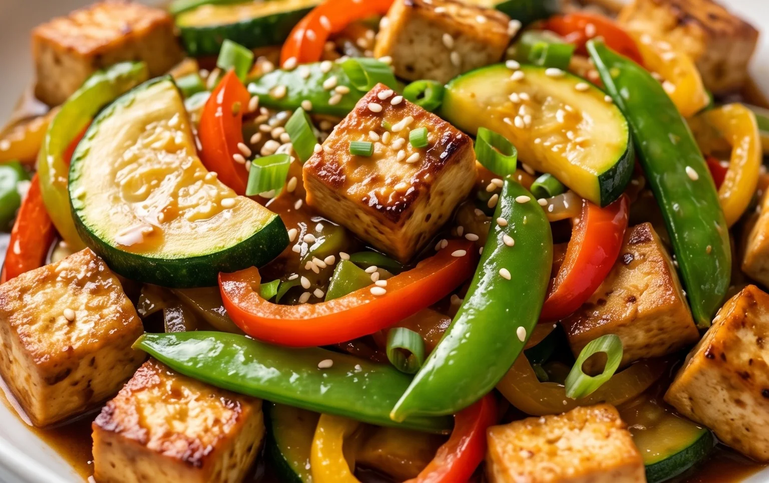 Zucchini Stir Fry With Tofu (Vegan)