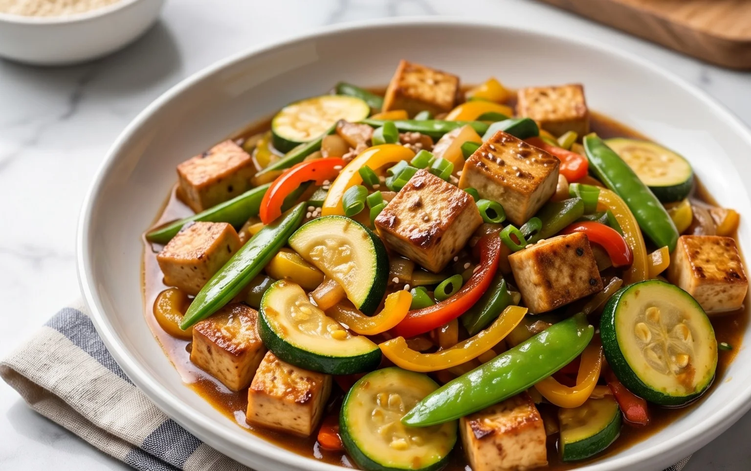 Zucchini Stir Fry With Tofu (Vegan)