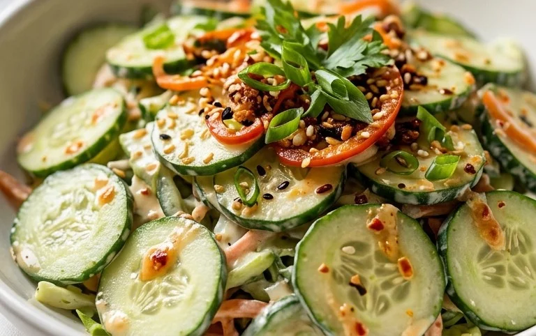 Creamy Asian Cucumber Salad Bowl