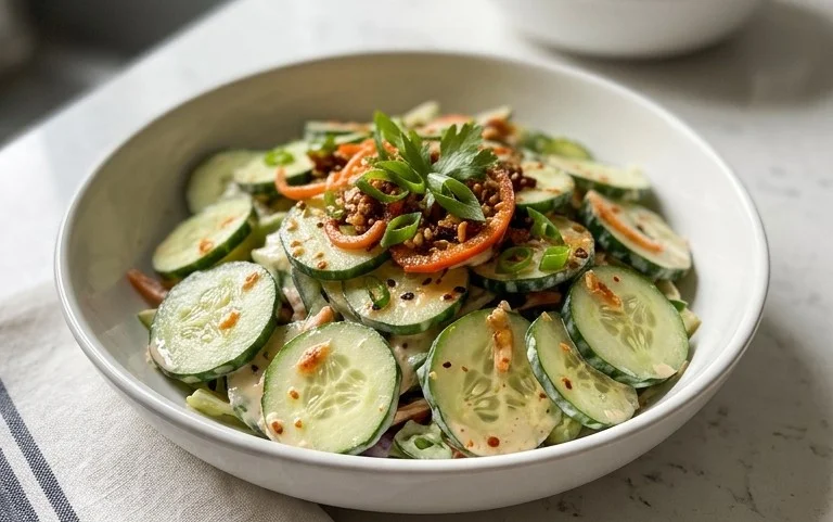 Creamy Asian Cucumber Salad Bowl
