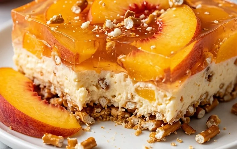 Peach Pretzel Salad Dessert