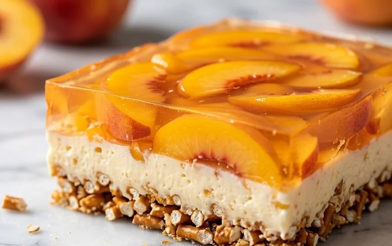 Peach Pretzel Salad Dessert