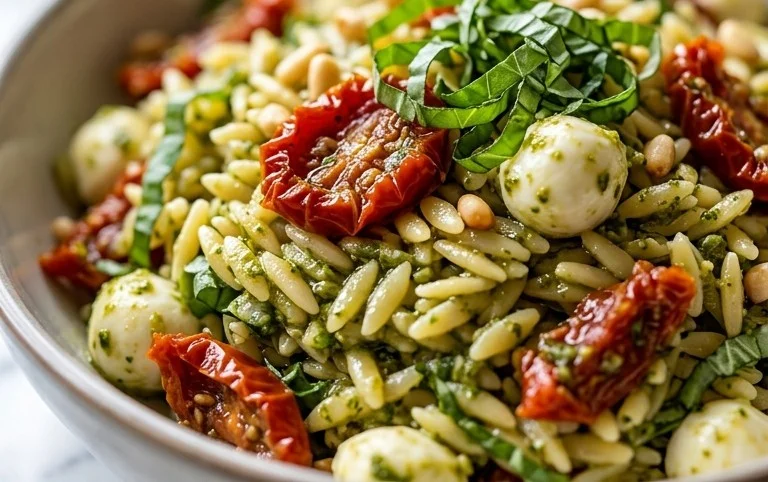 Sun Dried Tomato Orzo Pesto Salad