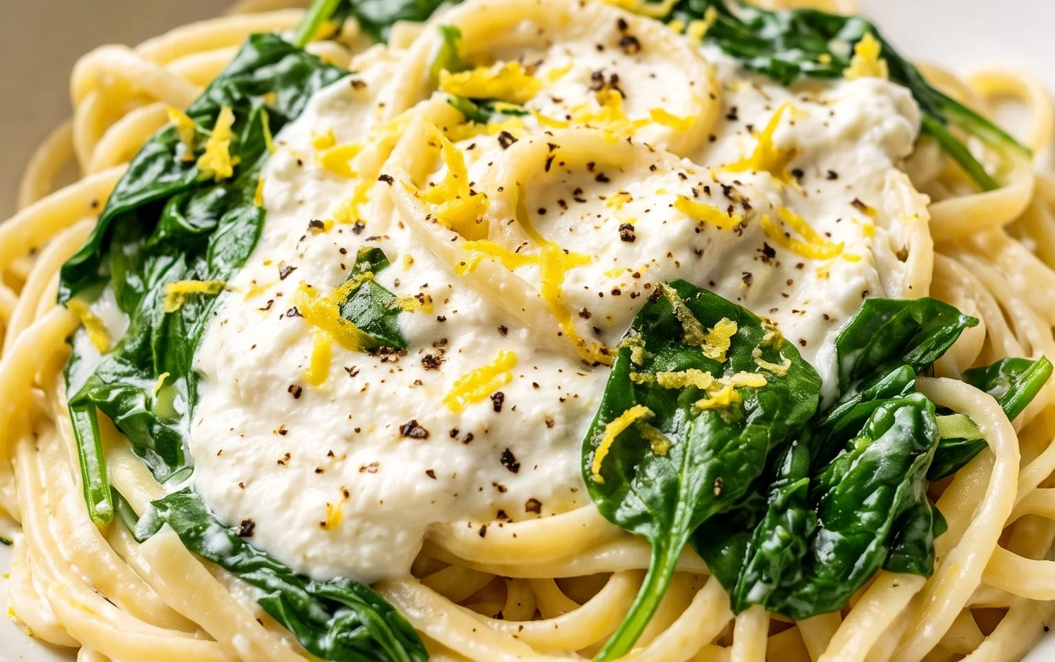 Lemon ricotta pasta & spinach