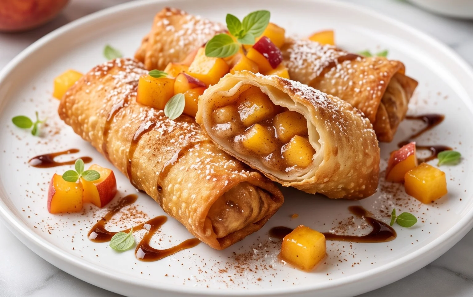 Peach Cobbler Egg Rolls