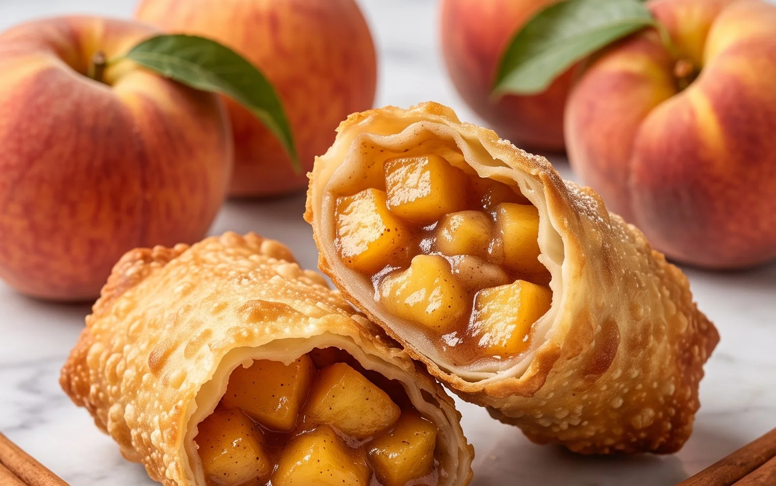 Peach Cobbler Egg Rolls