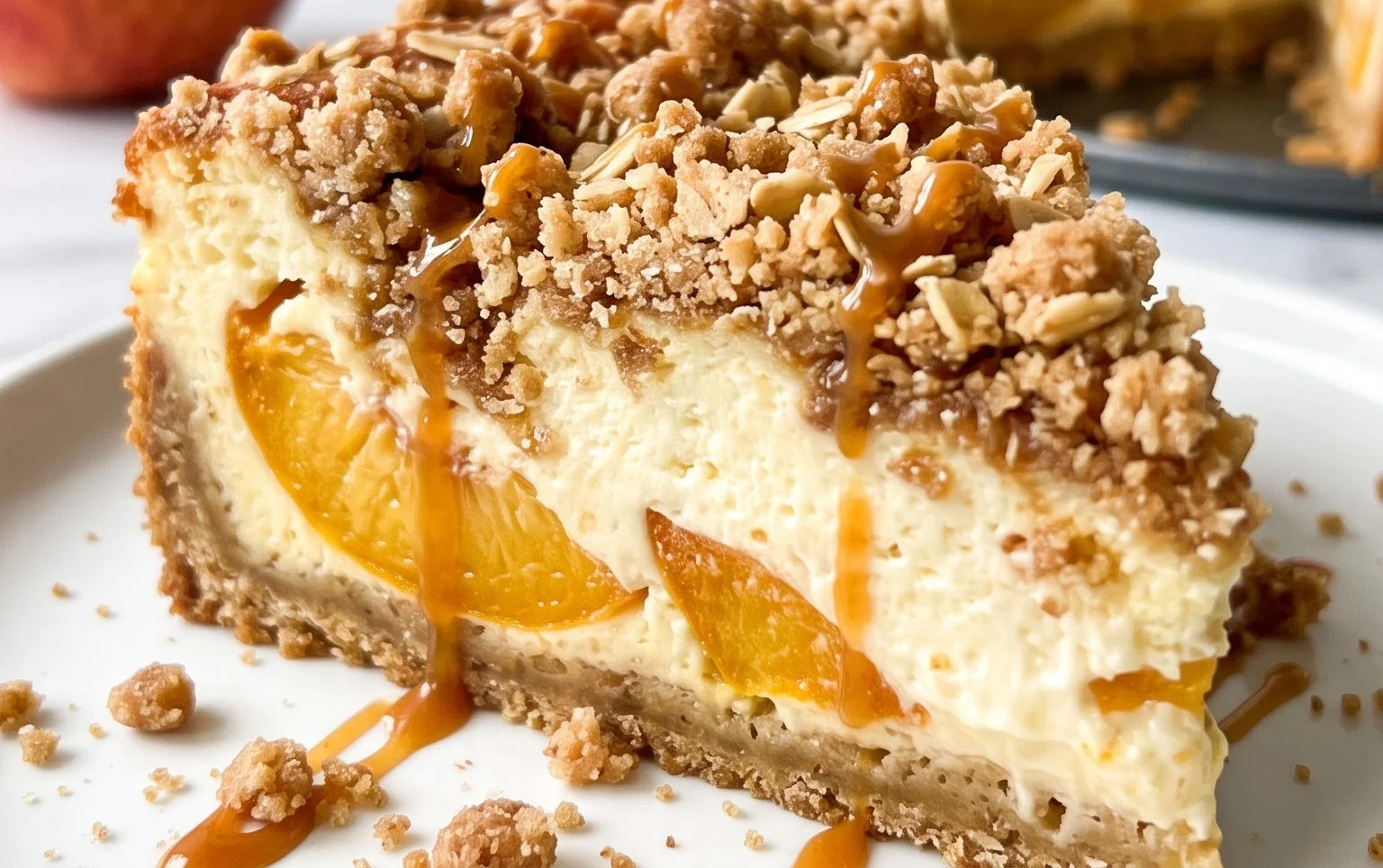 Peach Cream Cheese Cake with Streusel Topping