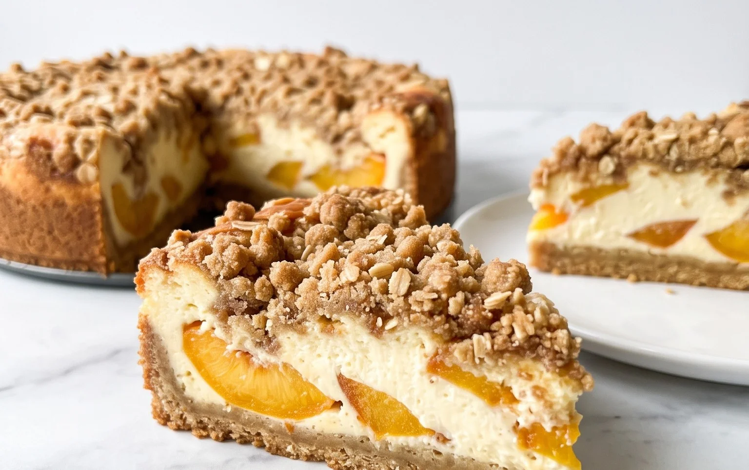 Peach Cream Cheese Cake with Streusel Topping