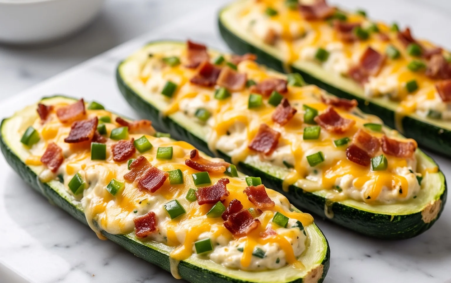 Jalapeno Popper Zucchini Boats