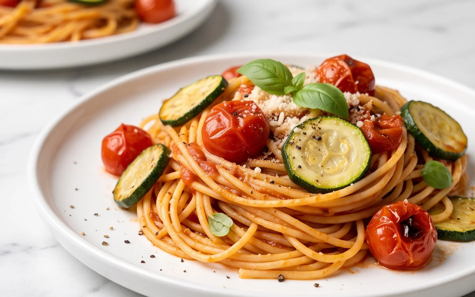 Healthy Tomato Zucchini Pasta