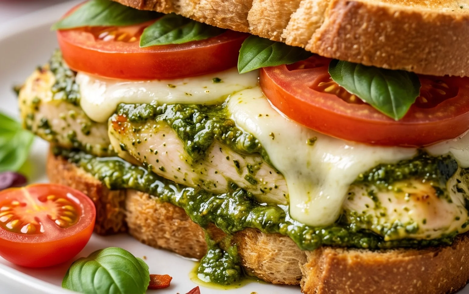 Chicken Pesto Caprese Sandwich