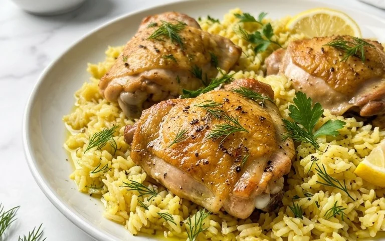 Greek Chicken and Lemon Rice (30 Minutes, One-Pot)