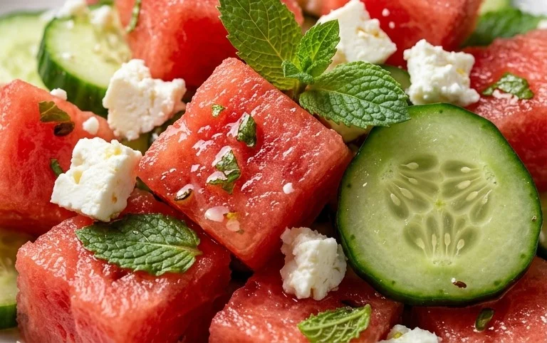 Watermelon Salad with Cucumber and Feta