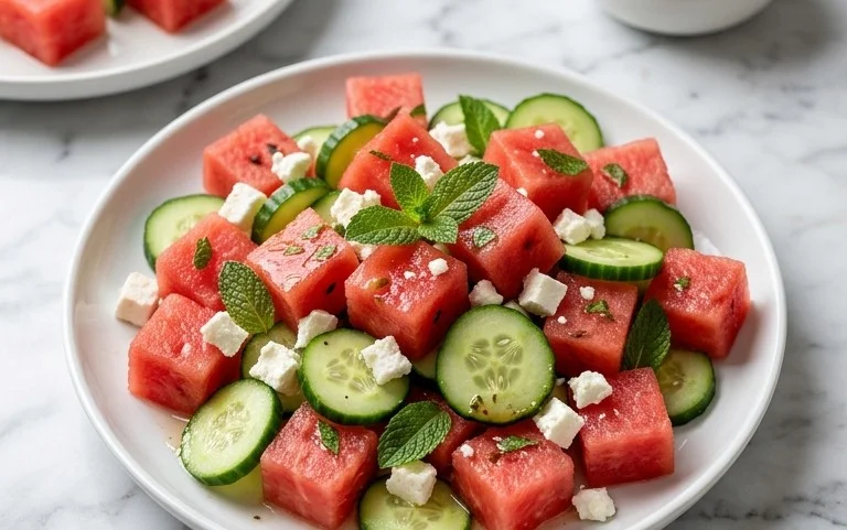 Watermelon Salad with Cucumber and Feta