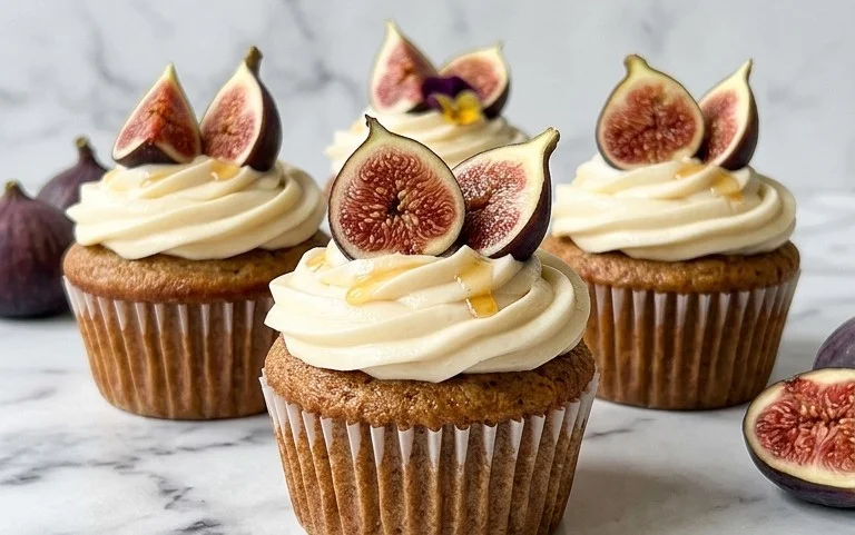 Fig Cupcakes with Honey Cream Cheese Frosting