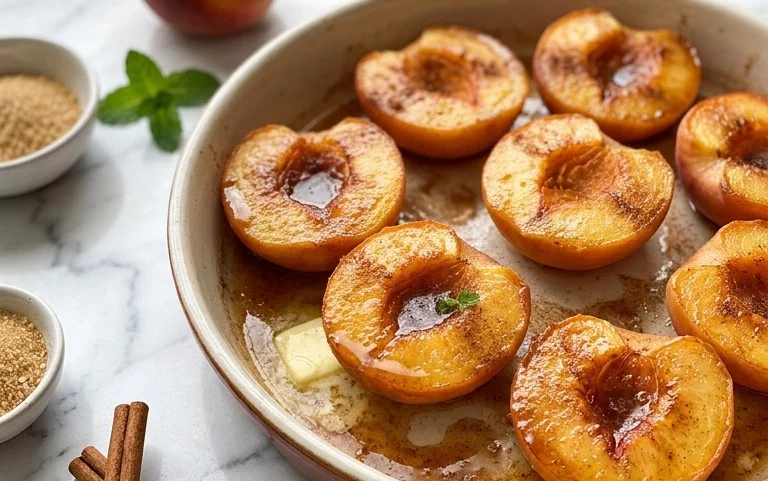 Cinnamon Sugar Baked Peaches