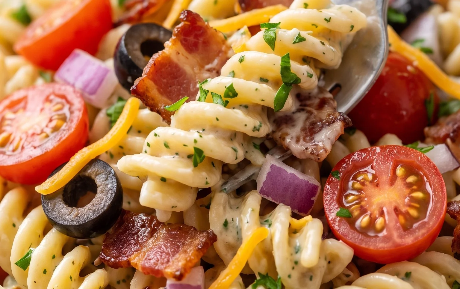 Beef Bacon Ranch Pasta Salad