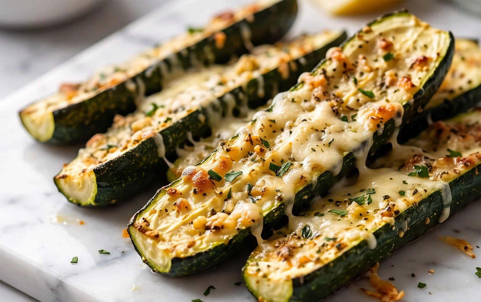 Irresistibly Crunchy Garlic Parmesan Roasted Zucchini