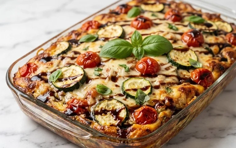 Balsamic Zucchini Tomato Bake