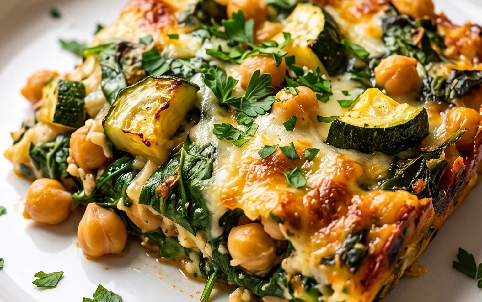 Spinach Zucchini Chickpea Bake