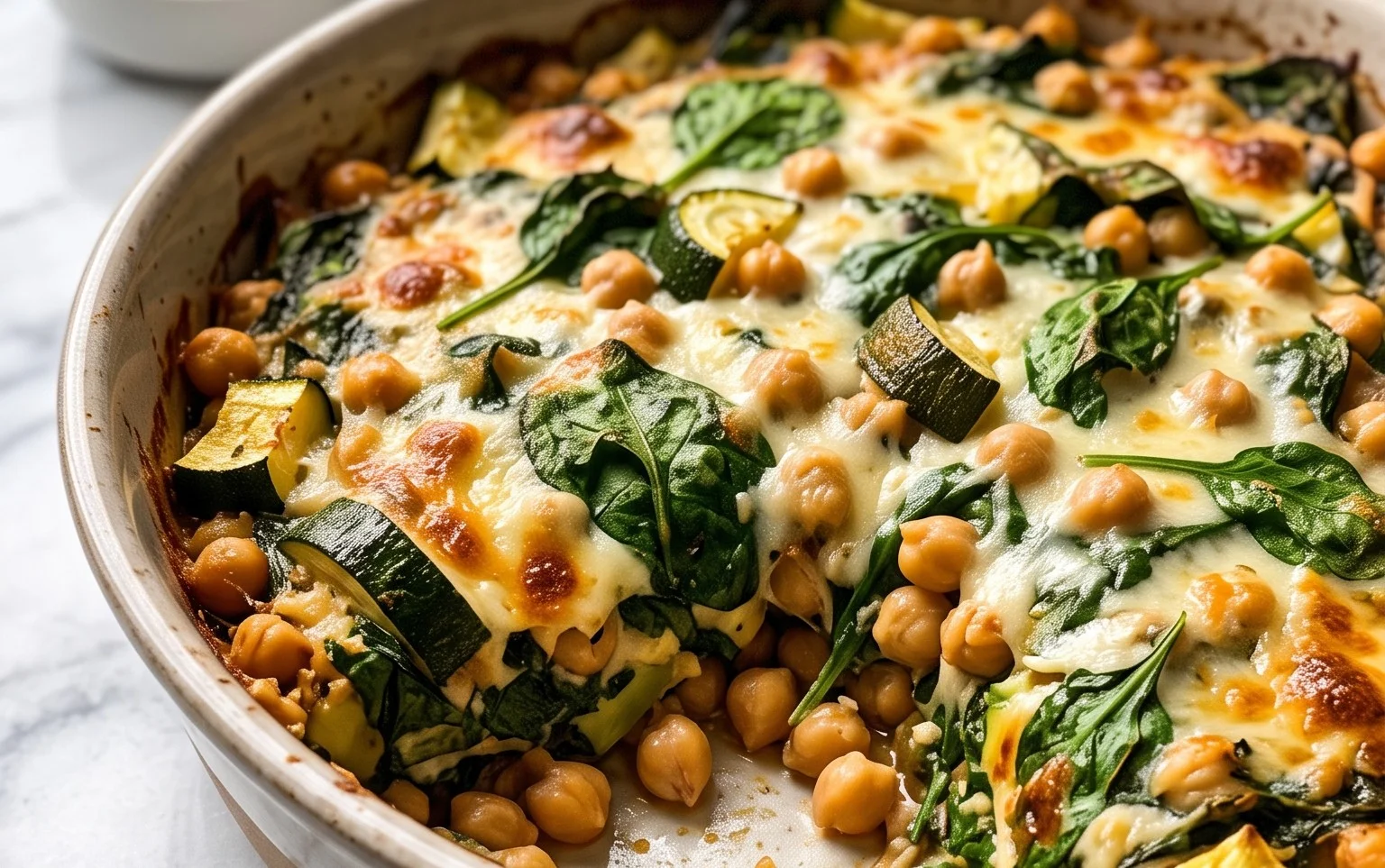 Spinach Zucchini Chickpea Bake