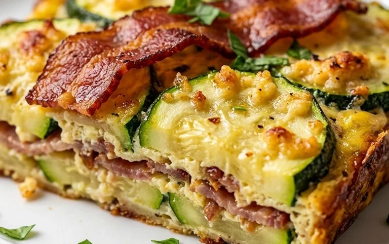 Zucchini and Beef Bacon Slice