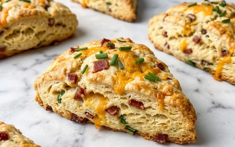 Beef Bacon Cheddar and Chive Scones